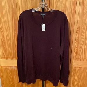 MENS EXPRESS WINE CREW NECK MERINO WOOL SWEATER